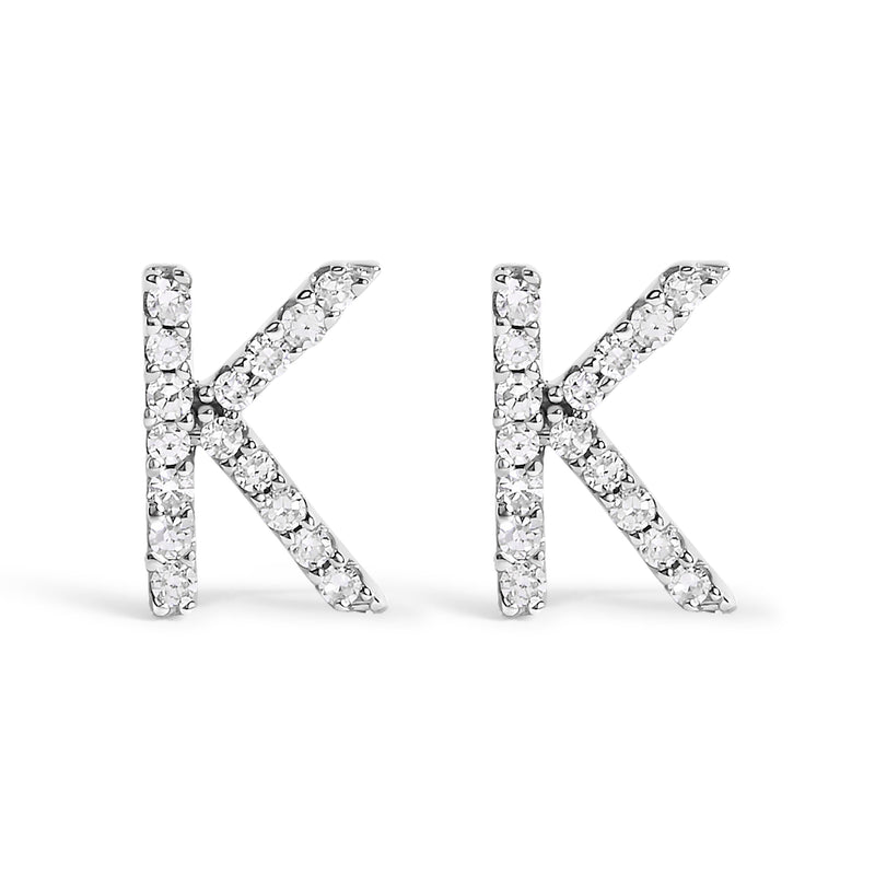 Bids.com 10K White Gold 1/10 Cttw Diamond Initial â€œAâ€ Stud Earring Earrings White Smoke White.Gold / 0.1 / K