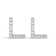 Bids.com 10K White Gold 1/10 Cttw Diamond Initial â€œAâ€ Stud Earring Earrings White Smoke White.Gold / 0.09 / L