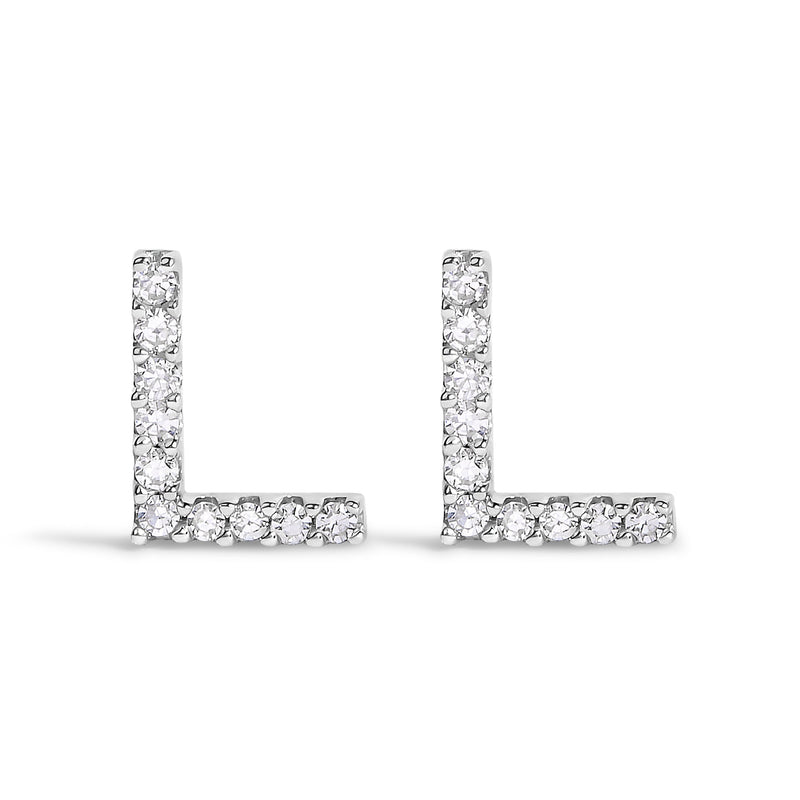Bids.com 10K White Gold 1/10 Cttw Diamond Initial â€œAâ€ Stud Earring Earrings White Smoke White.Gold / 0.09 / L