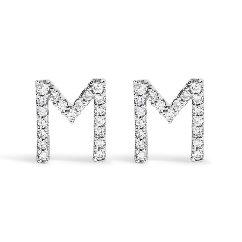 Bids.com 10K White Gold 1/10 Cttw Diamond Initial â€œAâ€ Stud Earring Earrings White Smoke White.Gold / 0.12 / M