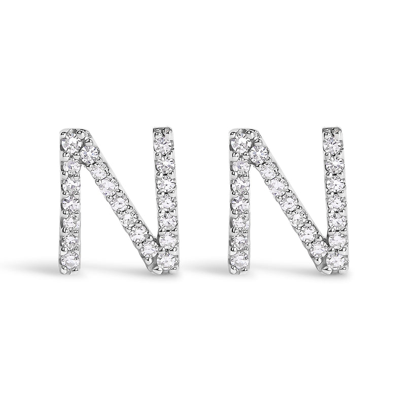 Bids.com 10K White Gold 1/10 Cttw Diamond Initial â€œAâ€ Stud Earring Earrings White Smoke White.Gold / 0.13 / N