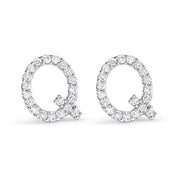 Bids.com 10K White Gold 1/10 Cttw Diamond Initial â€œAâ€ Stud Earring Earrings White Smoke White.Gold / 0.12 / Q