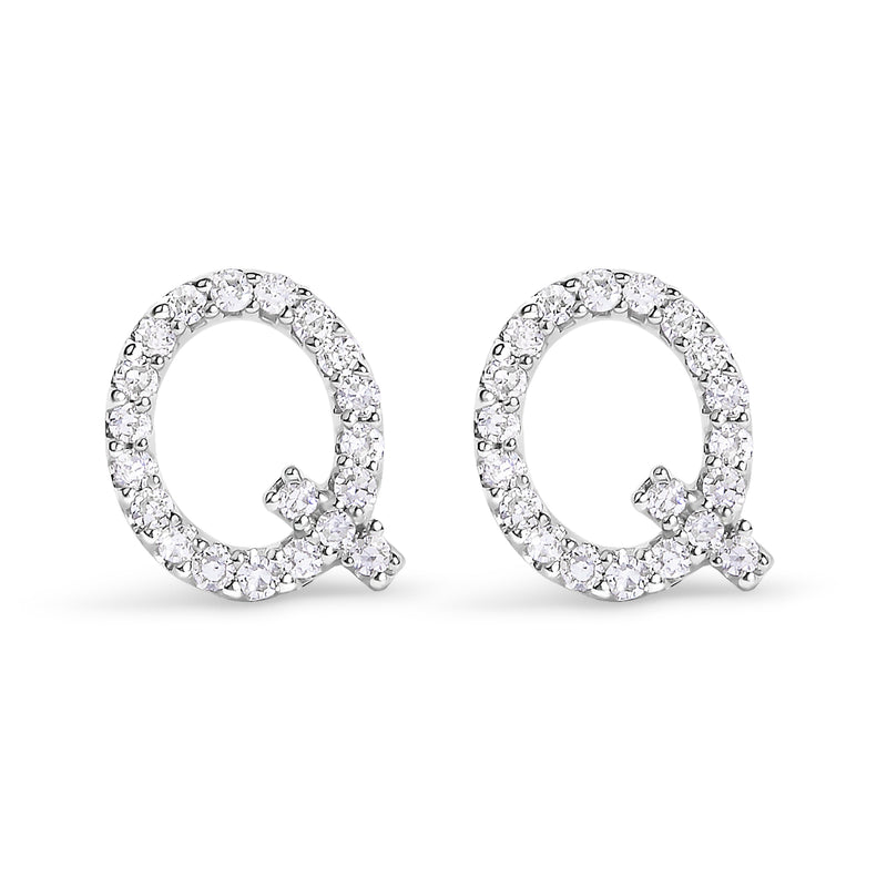 Bids.com 10K White Gold 1/10 Cttw Diamond Initial â€œAâ€ Stud Earring Earrings White Smoke White.Gold / 0.12 / Q