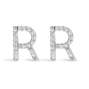 Bids.com 10K White Gold 1/10 Cttw Diamond Initial â€œAâ€ Stud Earring Earrings White Smoke White.Gold / 0.11 / R