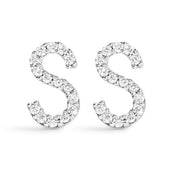 Bids.com 10K White Gold 1/10 Cttw Diamond Initial â€œAâ€ Stud Earring Earrings White Smoke White.Gold / 0.09 / S