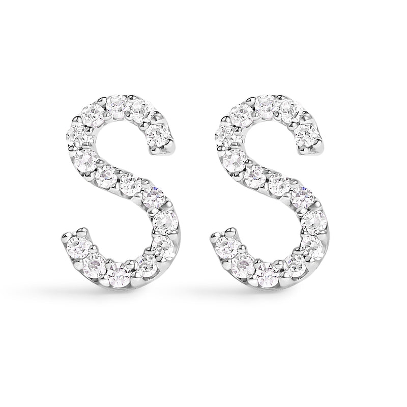 Bids.com 10K White Gold 1/10 Cttw Diamond Initial â€œAâ€ Stud Earring Earrings White Smoke White.Gold / 0.09 / S