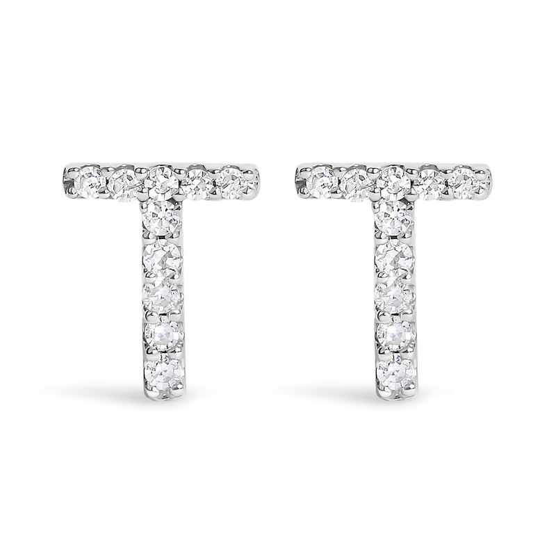 Bids.com 10K White Gold 1/10 Cttw Diamond Initial â€œAâ€ Stud Earring Earrings White Smoke White.Gold / 0.09 / T