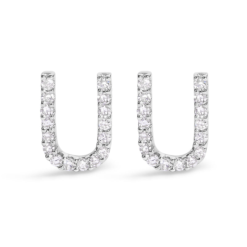 Bids.com 10K White Gold 1/10 Cttw Diamond Initial â€œAâ€ Stud Earring Earrings White Smoke White.Gold / 0.1 / U