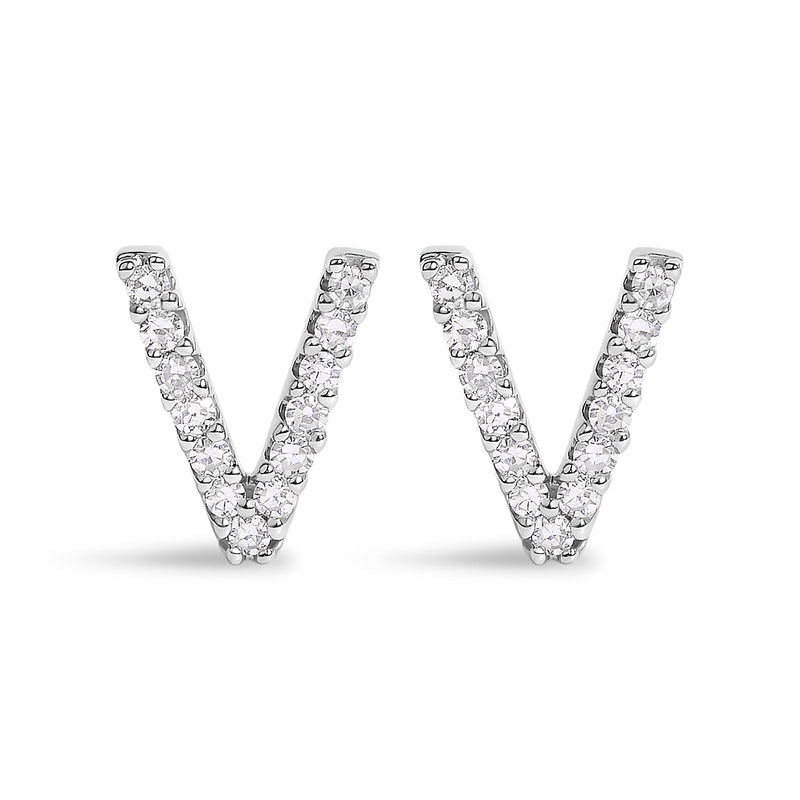 Bids.com 10K White Gold 1/10 Cttw Diamond Initial â€œAâ€ Stud Earring Earrings White Smoke White.Gold / 0.1 / V