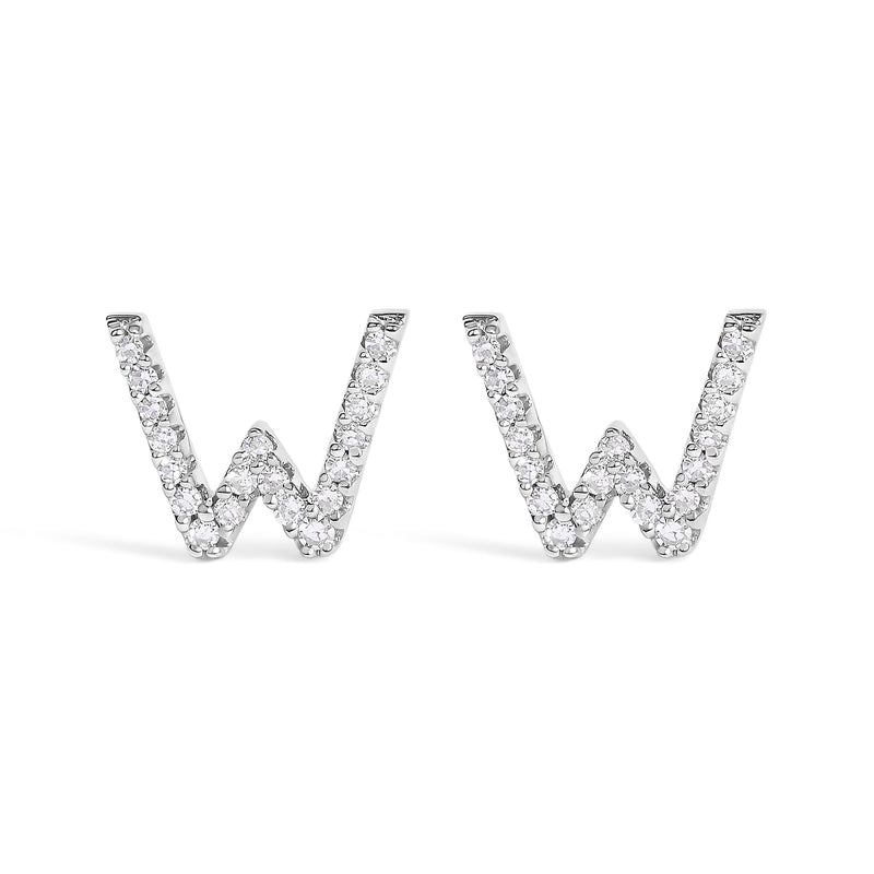 Bids.com 10K White Gold 1/10 Cttw Diamond Initial â€œAâ€ Stud Earring Earrings White Smoke White.Gold / 0.12 / W
