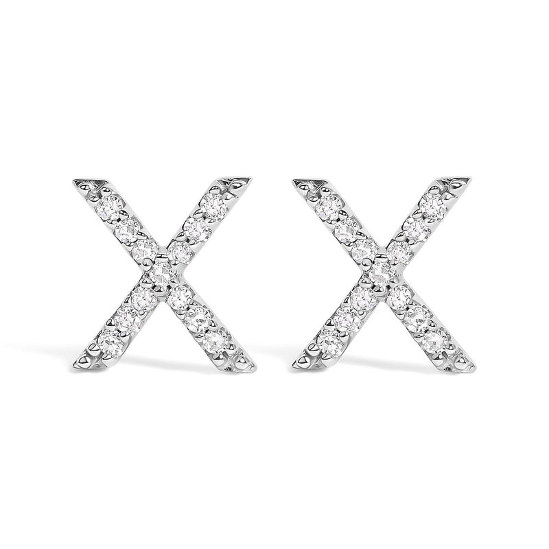 Bids.com 10K White Gold 1/10 Cttw Diamond Initial â€œAâ€ Stud Earring Earrings White Smoke White.Gold / 0.1 / X