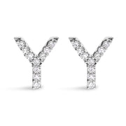 Bids.com 10K White Gold 1/10 Cttw Diamond Initial â€œAâ€ Stud Earring Earrings White Smoke White.Gold / 0.09 / Y