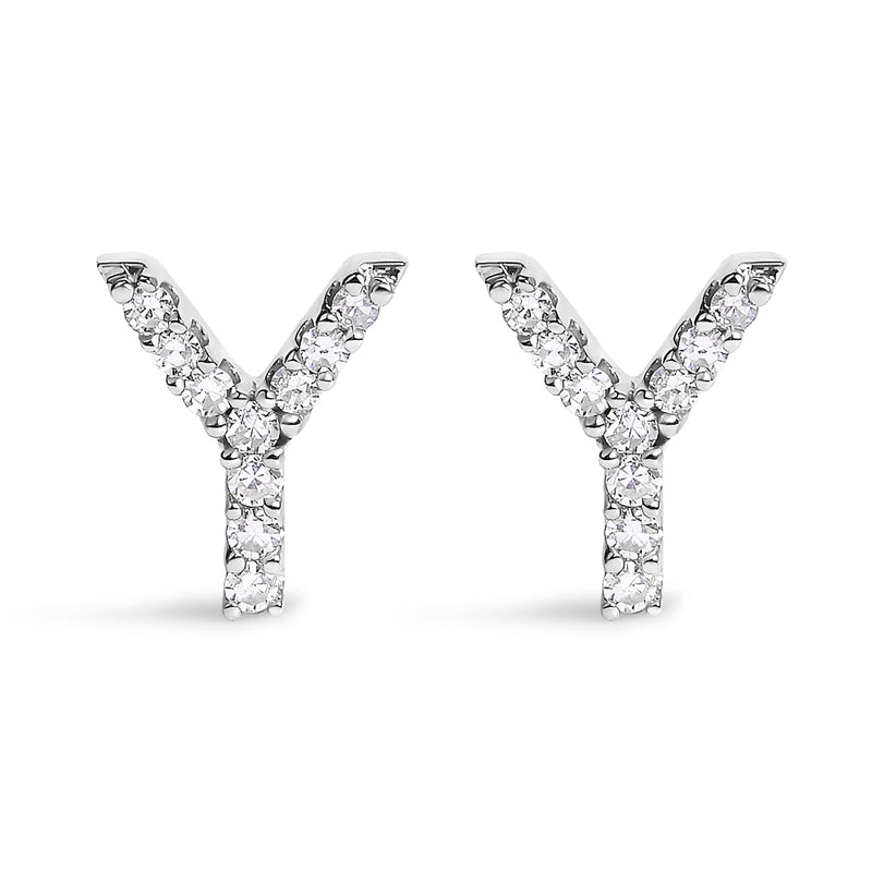 Bids.com 10K White Gold 1/10 Cttw Diamond Initial â€œAâ€ Stud Earring Earrings White Smoke White.Gold / 0.09 / Y