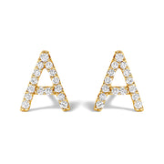Bids.com 10K White Gold 1/10 Cttw Diamond Initial â€œAâ€ Stud Earring Earrings White Smoke Yellow.Gold / 0.09 / A