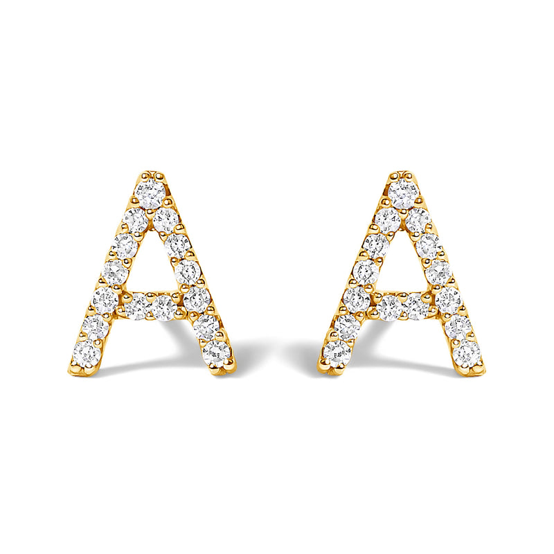 Bids.com 10K White Gold 1/10 Cttw Diamond Initial â€œAâ€ Stud Earring Earrings White Smoke Yellow.Gold / 0.09 / A