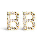Bids.com 10K White Gold 1/10 Cttw Diamond Initial â€œAâ€ Stud Earring Earrings White Smoke Yellow.Gold / 0.12 / B