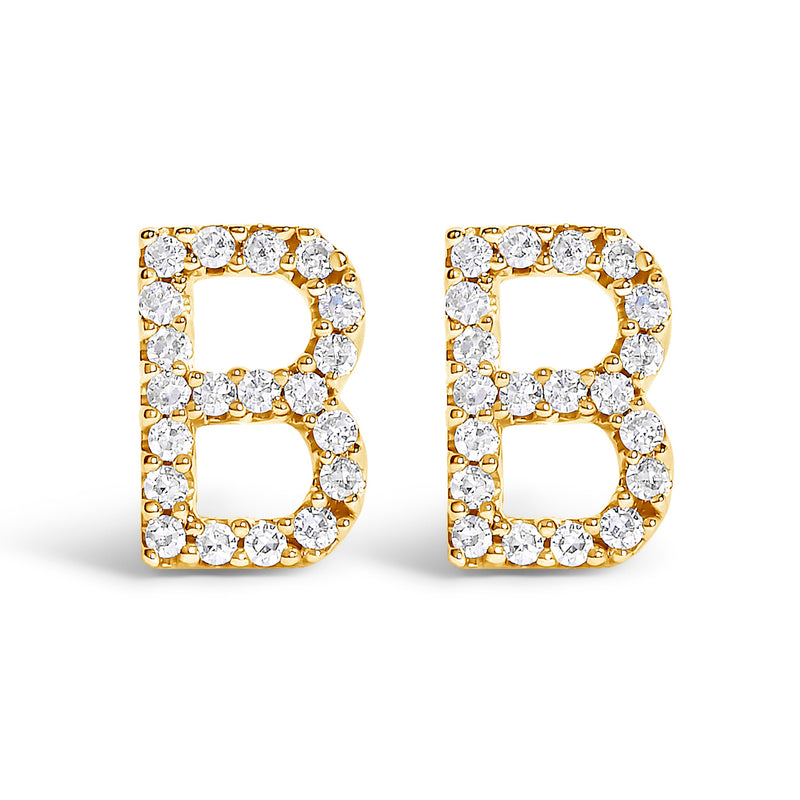 Bids.com 10K White Gold 1/10 Cttw Diamond Initial â€œAâ€ Stud Earring Earrings White Smoke Yellow.Gold / 0.12 / B