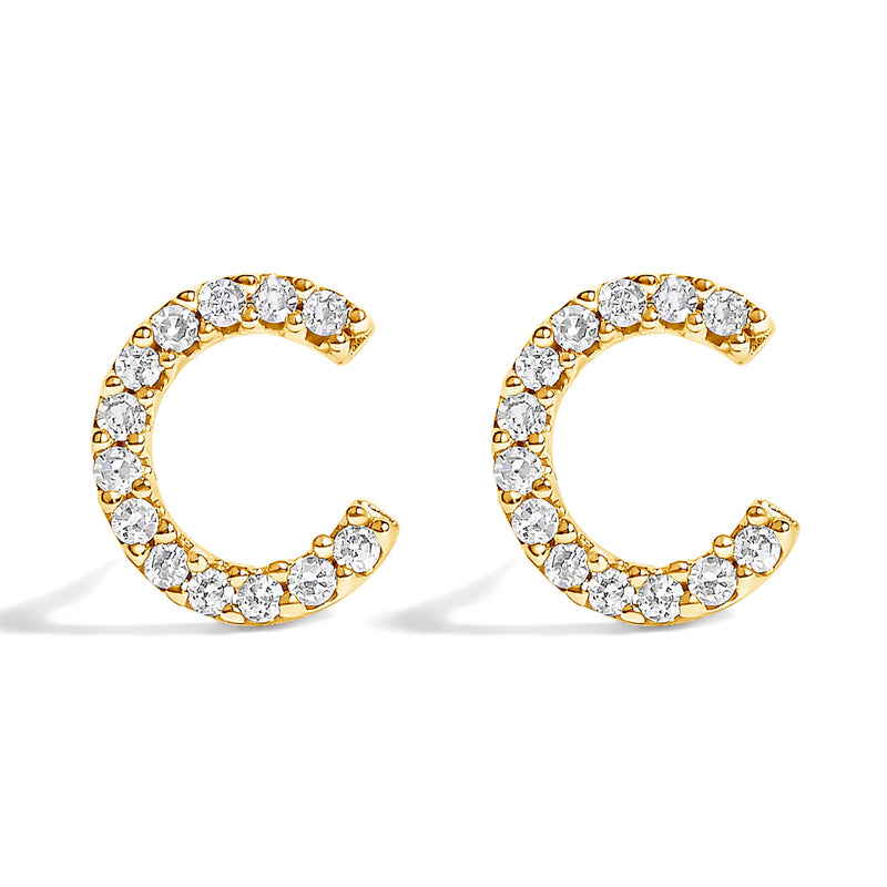 Bids.com 10K White Gold 1/10 Cttw Diamond Initial â€œAâ€ Stud Earring Earrings White Smoke Yellow.Gold / 0.1 / C