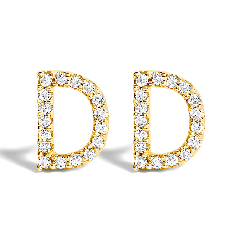 Bids.com 10K White Gold 1/10 Cttw Diamond Initial â€œAâ€ Stud Earring Earrings White Smoke Yellow.Gold / 0.1 / D