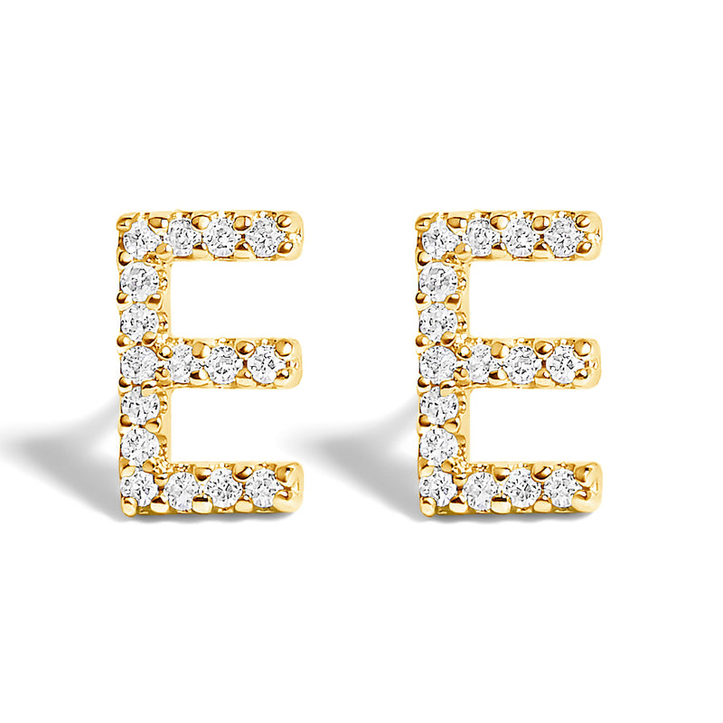 Bids.com 10K White Gold 1/10 Cttw Diamond Initial â€œAâ€ Stud Earring Earrings White Smoke Yellow.Gold / 0.1 / E