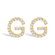 Bids.com 10K White Gold 1/10 Cttw Diamond Initial â€œAâ€ Stud Earring Earrings White Smoke Yellow.Gold / 0.11 / G