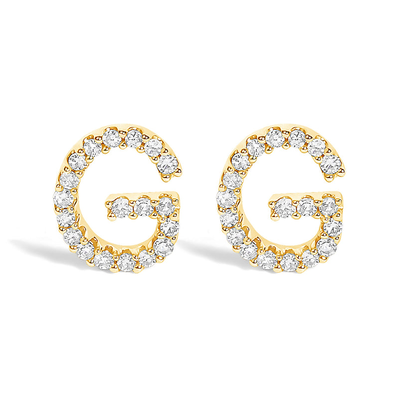 Bids.com 10K White Gold 1/10 Cttw Diamond Initial â€œAâ€ Stud Earring Earrings White Smoke Yellow.Gold / 0.11 / G