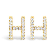 Bids.com 10K White Gold 1/10 Cttw Diamond Initial â€œAâ€ Stud Earring Earrings White Smoke Yellow.Gold / 0.1 / H