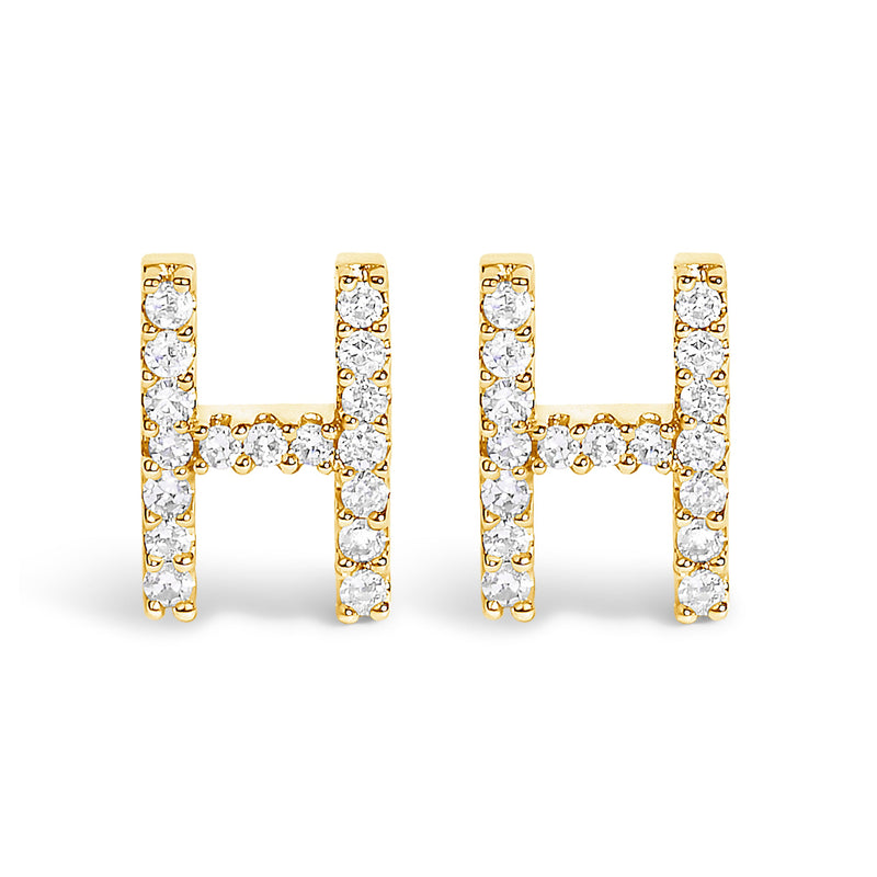 Bids.com 10K White Gold 1/10 Cttw Diamond Initial â€œAâ€ Stud Earring Earrings White Smoke Yellow.Gold / 0.1 / H