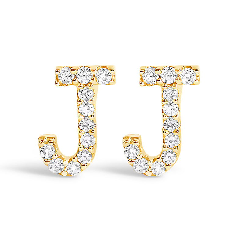 Bids.com 10K White Gold 1/10 Cttw Diamond Initial â€œAâ€ Stud Earring Earrings White Smoke Yellow.Gold / 0.09 / J