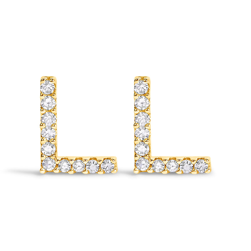 Bids.com 10K White Gold 1/10 Cttw Diamond Initial â€œAâ€ Stud Earring Earrings White Smoke Yellow.Gold / 0.09 / L