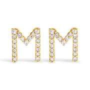 Bids.com 10K White Gold 1/10 Cttw Diamond Initial â€œAâ€ Stud Earring Earrings White Smoke Yellow.Gold / 0.12 / M