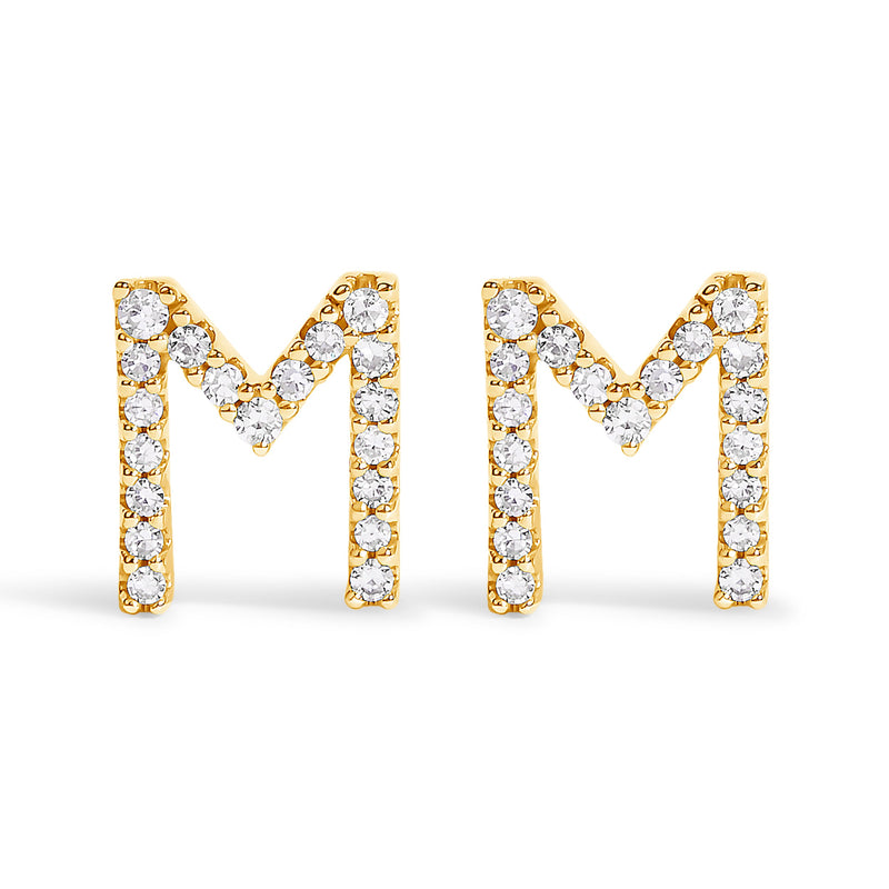 Bids.com 10K White Gold 1/10 Cttw Diamond Initial â€œAâ€ Stud Earring Earrings White Smoke Yellow.Gold / 0.12 / M