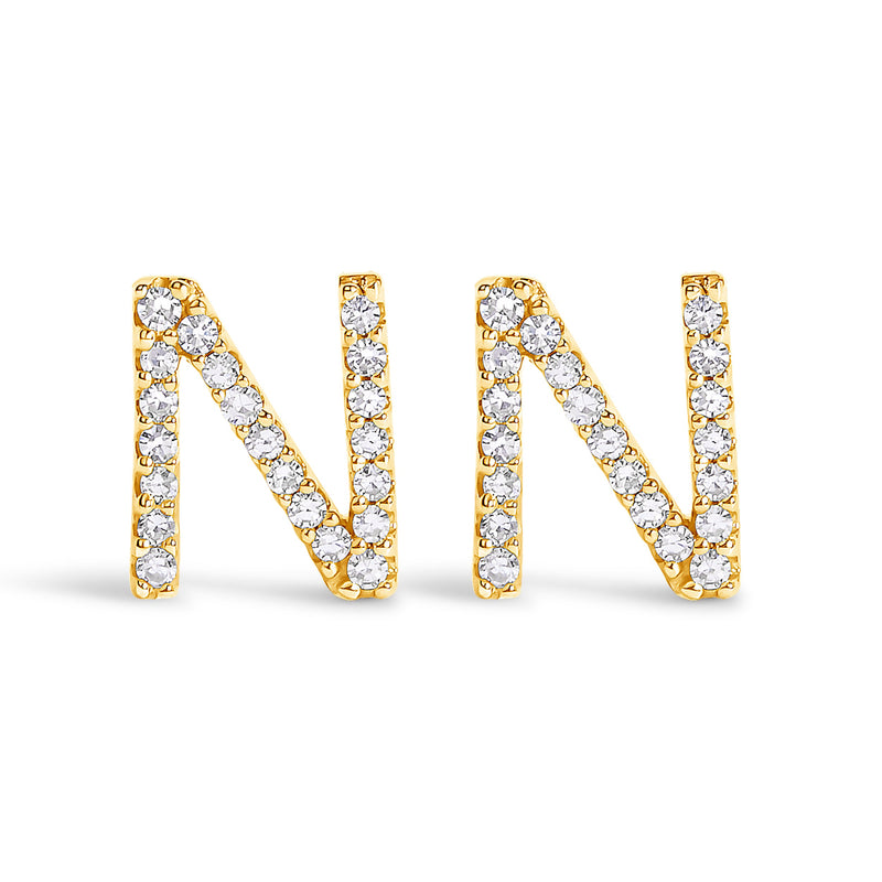 Bids.com 10K White Gold 1/10 Cttw Diamond Initial â€œAâ€ Stud Earring Earrings White Smoke Yellow.Gold / 0.13 / N