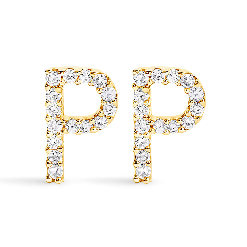 Bids.com 10K White Gold 1/10 Cttw Diamond Initial â€œAâ€ Stud Earring Earrings White Smoke Yellow.Gold / 0.09 / P