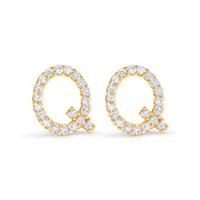 Bids.com 10K White Gold 1/10 Cttw Diamond Initial â€œAâ€ Stud Earring Earrings White Smoke Yellow.Gold / 0.12 / Q