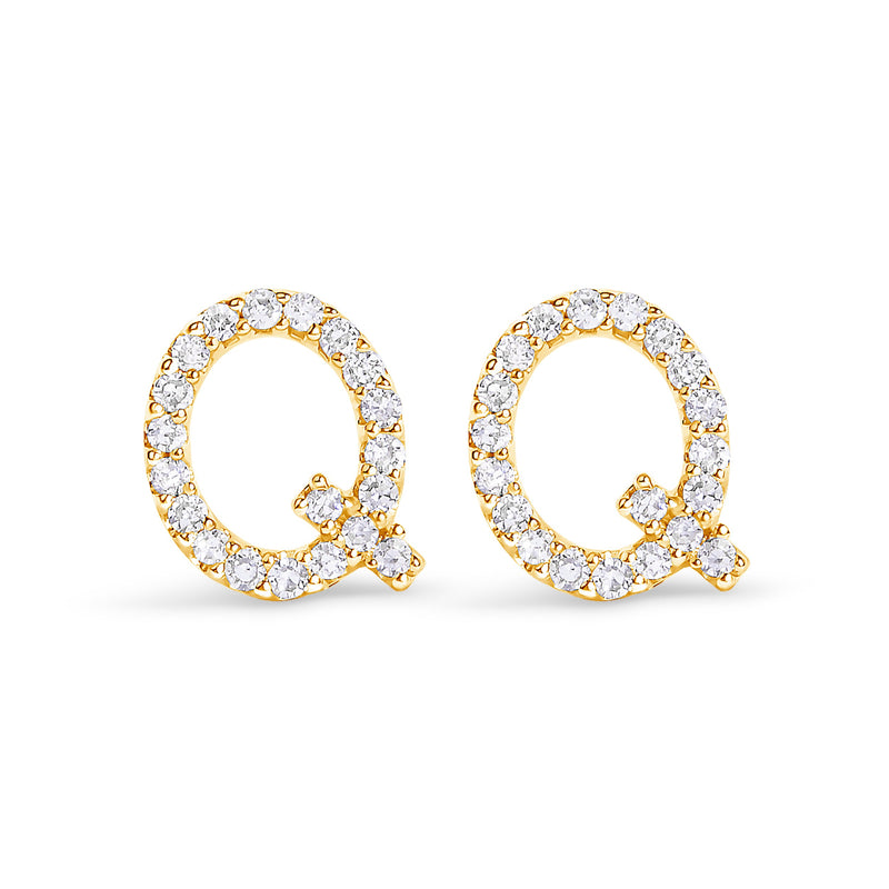 Bids.com 10K White Gold 1/10 Cttw Diamond Initial â€œAâ€ Stud Earring Earrings White Smoke Yellow.Gold / 0.12 / Q