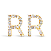 Bids.com 10K White Gold 1/10 Cttw Diamond Initial â€œAâ€ Stud Earring Earrings White Smoke Yellow.Gold / 0.11 / R