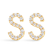Bids.com 10K White Gold 1/10 Cttw Diamond Initial â€œAâ€ Stud Earring Earrings White Smoke Yellow.Gold / 0.09 / S