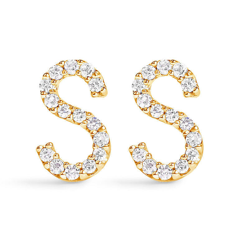 Bids.com 10K White Gold 1/10 Cttw Diamond Initial â€œAâ€ Stud Earring Earrings White Smoke Yellow.Gold / 0.09 / S