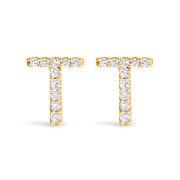 Bids.com 10K White Gold 1/10 Cttw Diamond Initial â€œAâ€ Stud Earring Earrings White Smoke Yellow.Gold / 0.09 / T