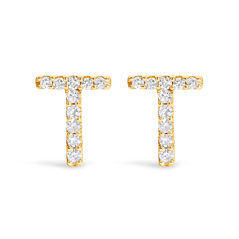 Bids.com 10K White Gold 1/10 Cttw Diamond Initial â€œAâ€ Stud Earring Earrings White Smoke Yellow.Gold / 0.09 / T