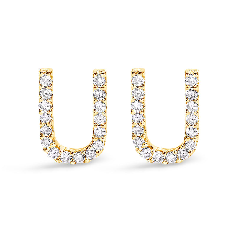 Bids.com 10K White Gold 1/10 Cttw Diamond Initial â€œAâ€ Stud Earring Earrings White Smoke Yellow.Gold / 0.1 / U