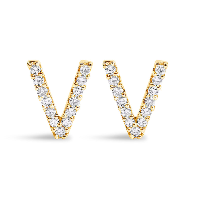 Bids.com 10K White Gold 1/10 Cttw Diamond Initial â€œAâ€ Stud Earring Earrings White Smoke Yellow.Gold / 0.1 / V