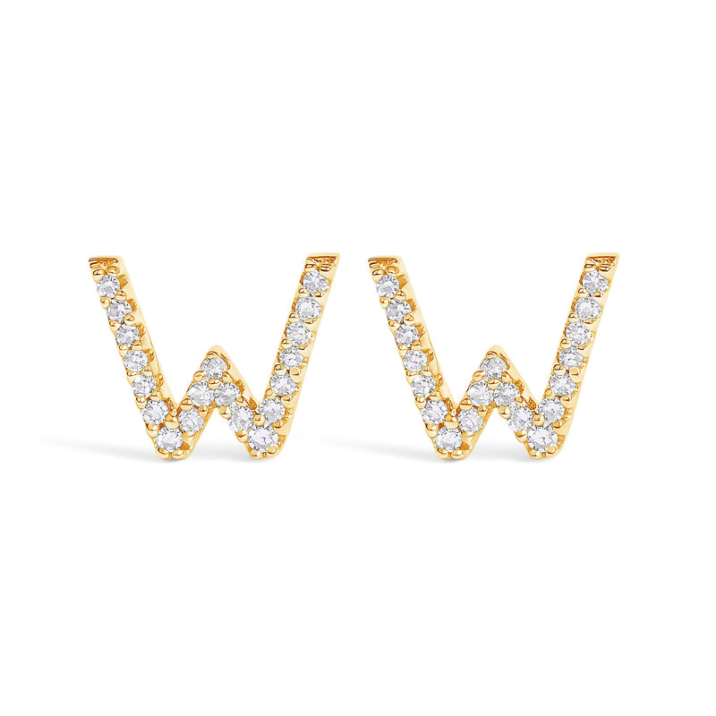 Bids.com 10K White Gold 1/10 Cttw Diamond Initial â€œAâ€ Stud Earring Earrings White Smoke Yellow.Gold / 0.12 / W