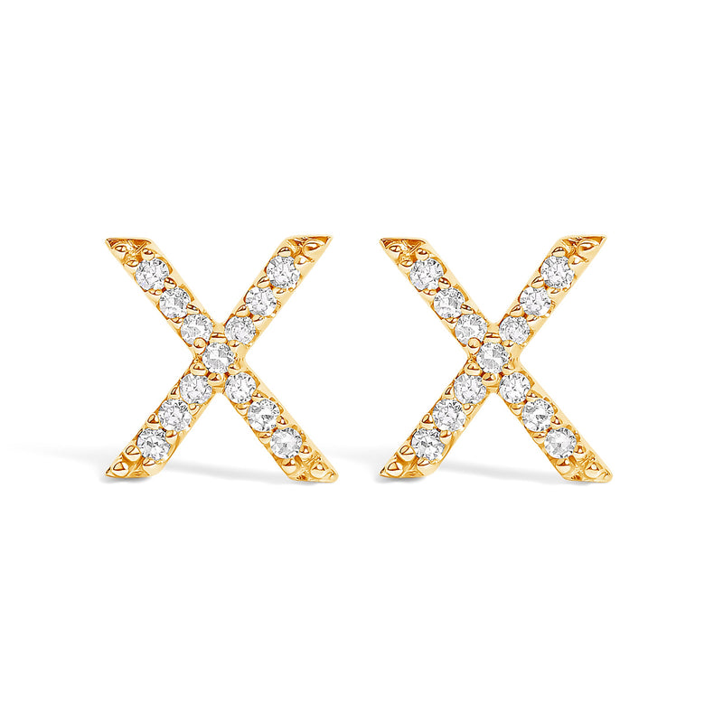 Bids.com 10K White Gold 1/10 Cttw Diamond Initial â€œAâ€ Stud Earring Earrings White Smoke Yellow.Gold / 0.1 / X