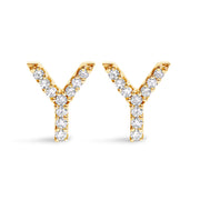 Bids.com 10K White Gold 1/10 Cttw Diamond Initial â€œAâ€ Stud Earring Earrings White Smoke Yellow.Gold / 0.09 / Y