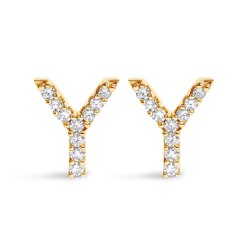 Bids.com 10K White Gold 1/10 Cttw Diamond Initial â€œAâ€ Stud Earring Earrings White Smoke Yellow.Gold / 0.09 / Y