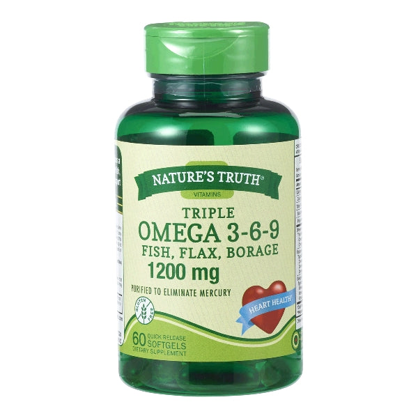Nature's Truth Nature's Truth Triple Omega 3-6-9 Fish, Flax, Borage 3,600 Mg Vitamins & Supplements White Smoke