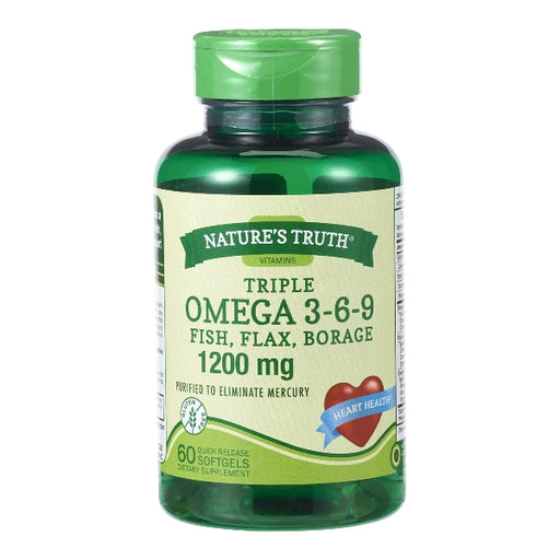 Nature's Truth Nature's Truth Triple Omega 3-6-9 Fish, Flax, Borage 3,600 Mg Vitamins & Supplements White Smoke