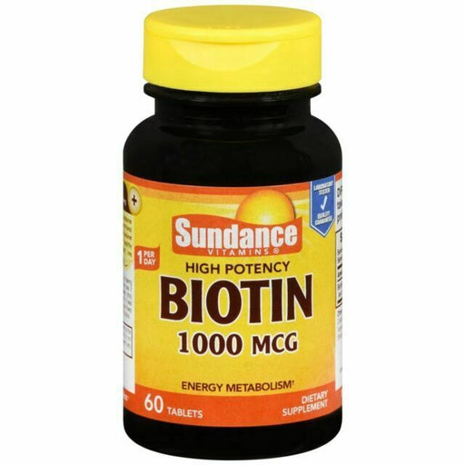 Sundance Sundance Vitamins 1000 Mcg  High Potency Biotin 60 Tablets Vitamins & Supplements Black